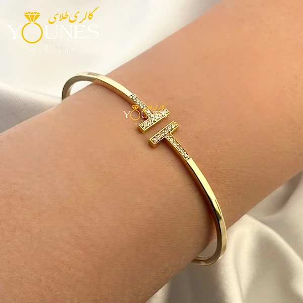 بنگل طلا Tشکل نگین ریز